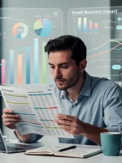 Mujer empresaria analizando documentos de Regulaciones Fiscales de 2026 en EE. UU. para su pequeña empresa.