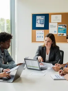 Estudiantes y asesores financieros revisando documentos sobre préstamos estudiantiles federales en 2026.