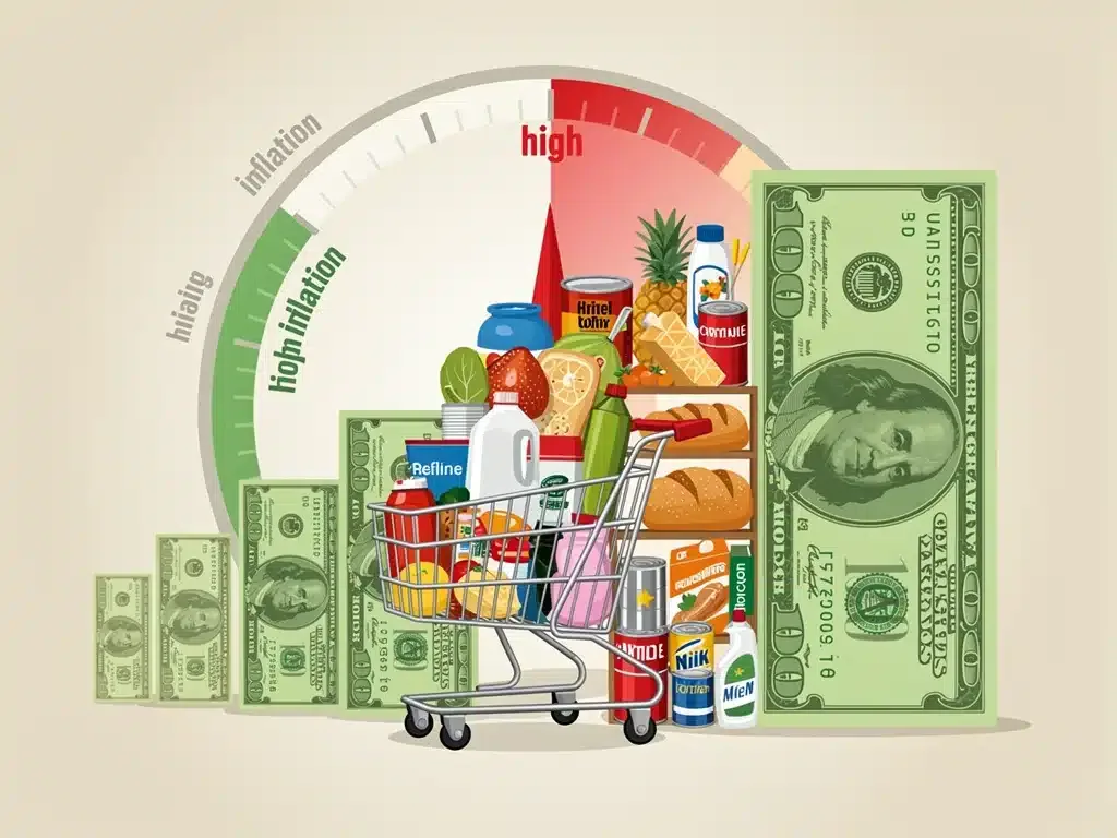 Imagen que compara el poder adquisitivo del dólar a lo largo del tiempo, mostrando cómo la inflación reduce el valor de la moneda y lo que se puede comprar.
