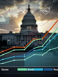 Gráfico de portafolio de inversiones con indicadores de inflación, mostrando estrategias de crecimiento y protección.