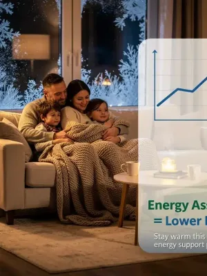 Familia cálida en invierno gracias a programas de asistencia energética 2026