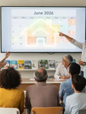 Personas revisando el calendario para los plazos de asistencia de alquiler 2026.