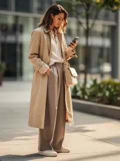 Mujer joven con estilo urbano que representa las tendencias de moda 2026, buscando ofertas de ropa gratuita.