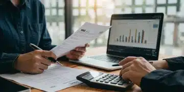 Woman calculating taxes, optimizing for refund