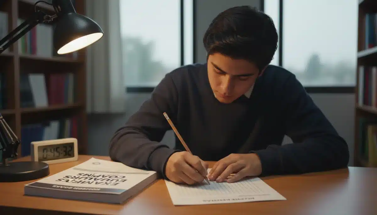 Joven aspirante realizando un examen de simulación COMIPEMS 2026 para evaluar su progreso.