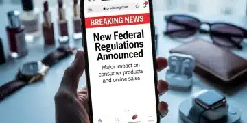 Alerta de Consumidor: Normativas Federales y Productos Gratuitos Pantalla de smartphone con alerta de noticias sobre regulaciones federales afectando productos de lifestyle gratuitos en EE. UU.