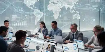 Comparativa 2026: Plataformas de Aprendizaje para Desarrollo Profesional Profesionales diversos aprendiendo en línea con interfaces modernas que muestran datos de retorno de inversión.