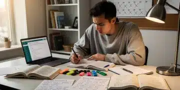Prepárate para el GRE: Plan de Estudio de 8 Semanas para 2026 Estudiante concentrado en su plan de estudio GRE de 8 semanas, con libros y material de preparación.