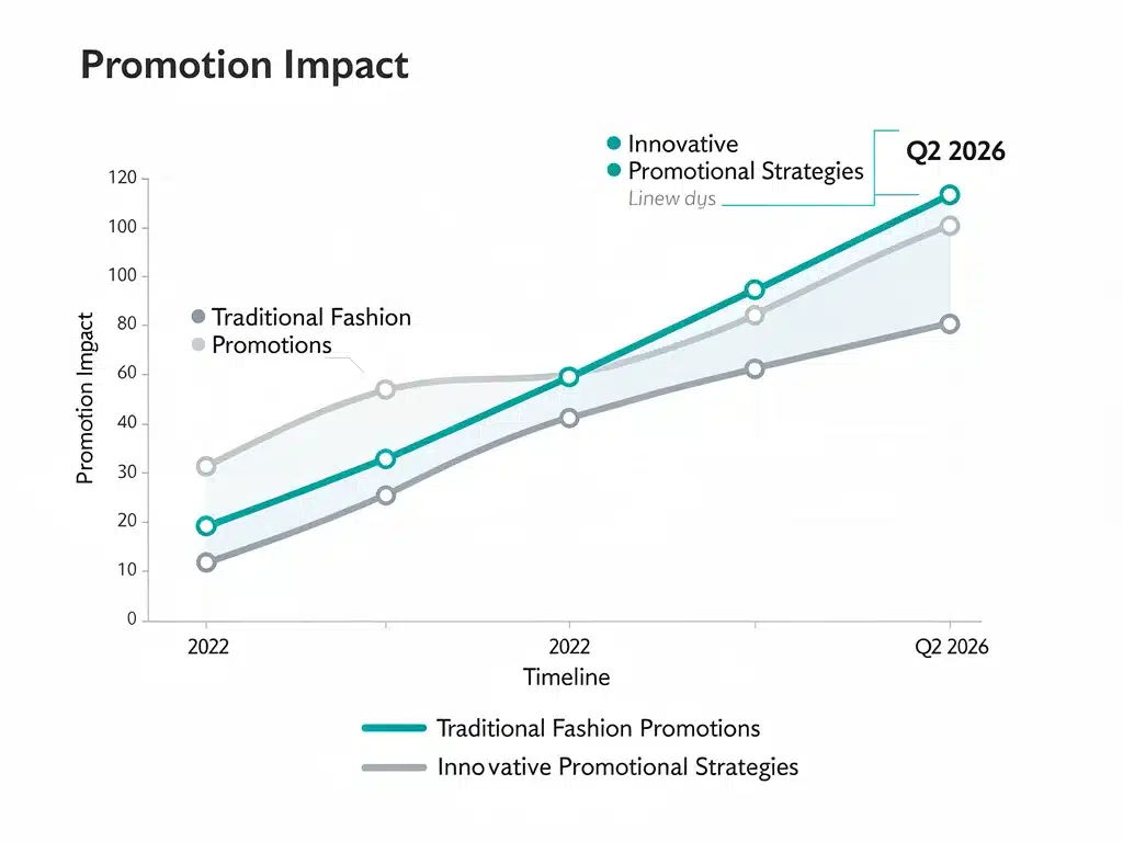 Gráfico que ilustra la evolución y el cambio en las estrategias de promociones de moda en Estados Unidos hacia 2026.