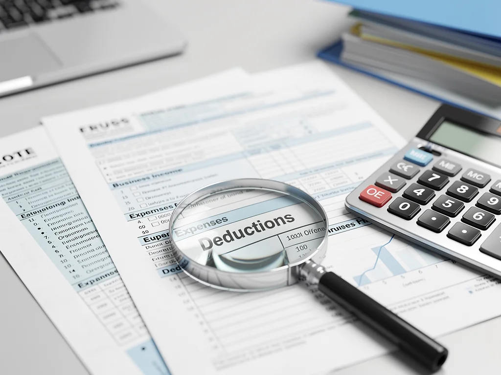 Detalle de formularios fiscales y calculadora para la optimización de impuestos en pequeñas empresas.