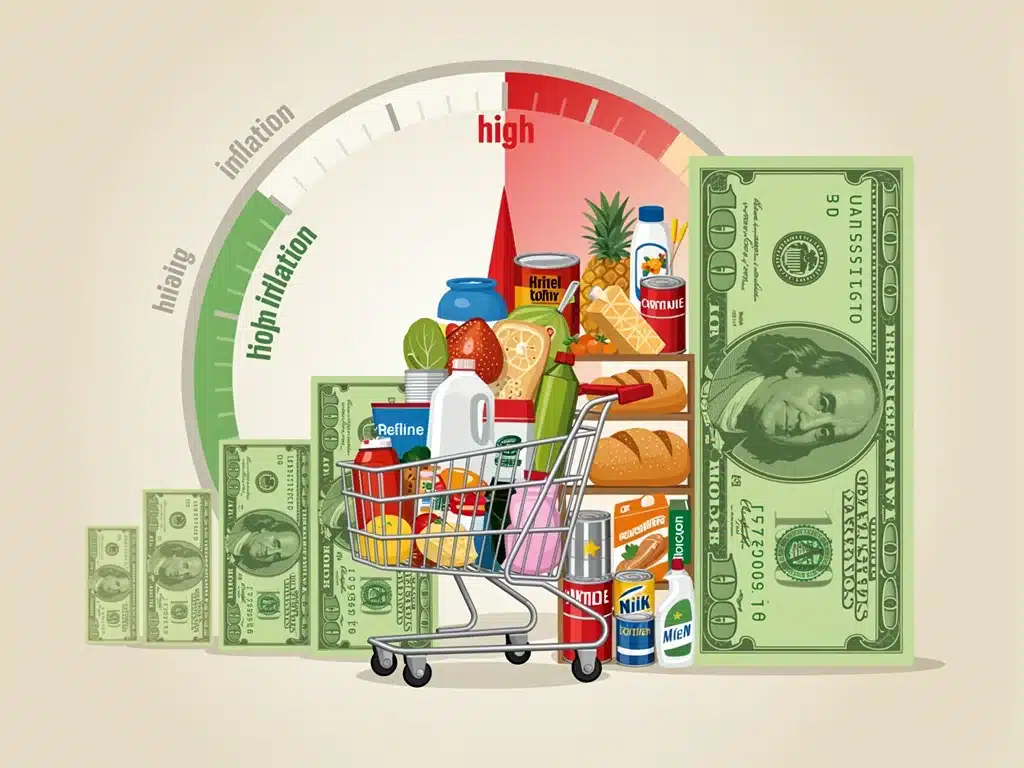 Imagen que compara el poder adquisitivo del dólar a lo largo del tiempo, mostrando cómo la inflación reduce el valor de la moneda y lo que se puede comprar.